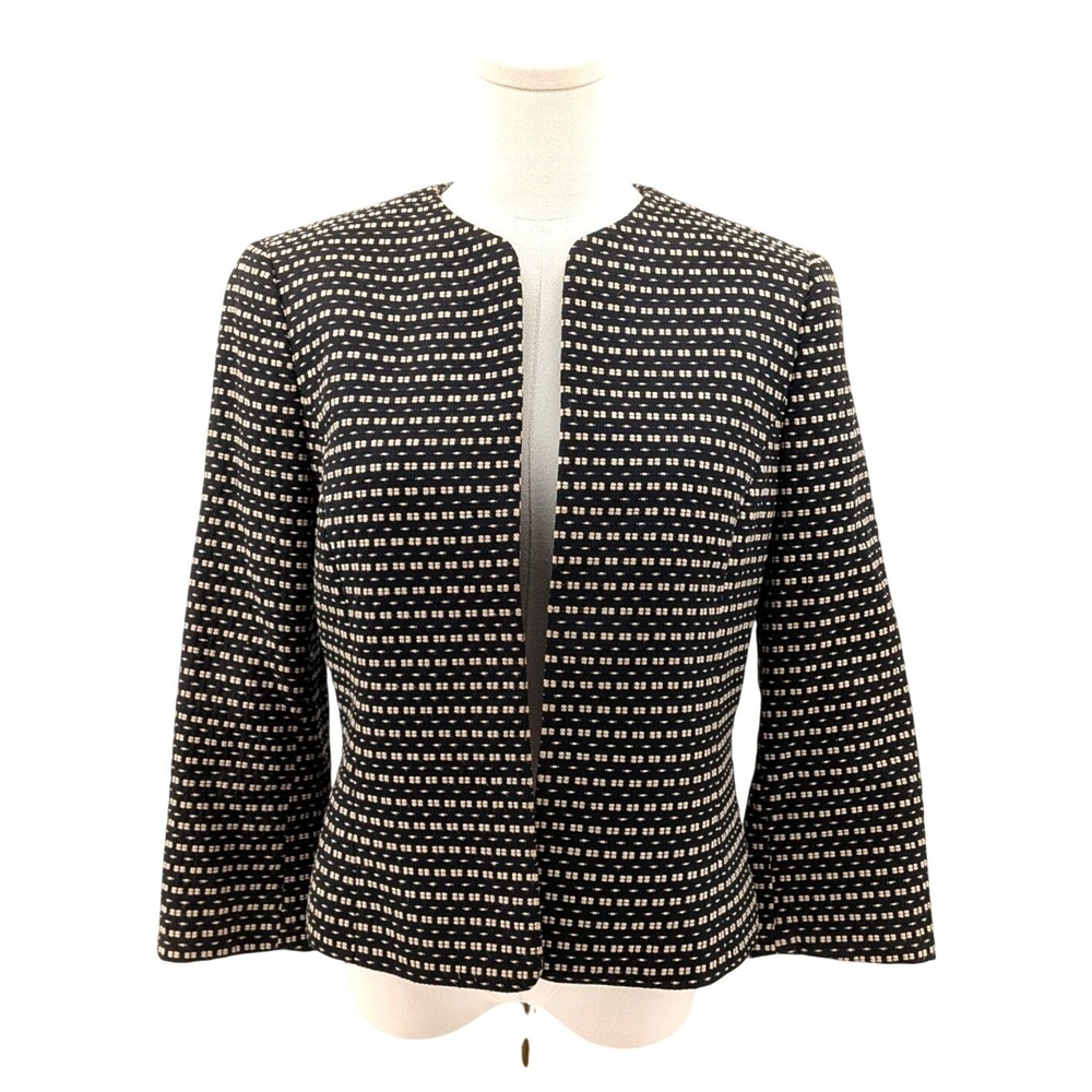 Anne Klein Textured‎ Embroidered Blazer Brown Khaki Career Jacket Size 8 - Picture 1 of 11